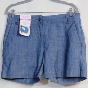 Isaac Mizrahi New York Women's Tailored Heathered Blue Trouser Shorts